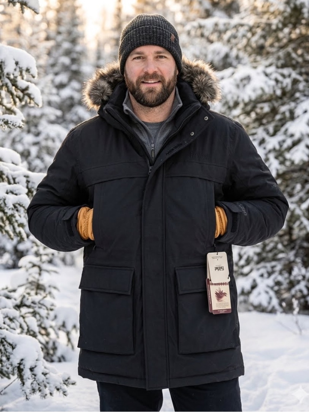 NWT FarWest Men’s 600-Fill Down Winter Parka Jacket – XXL Black 
Retail $329